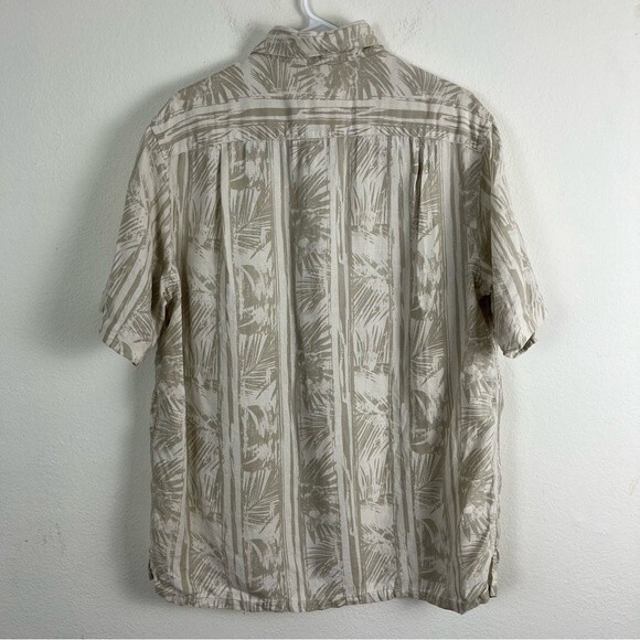 Tasso Elba Island Hawaiian Shirt- 75% Silk- Tan- Size Large - Picture 4 of 5